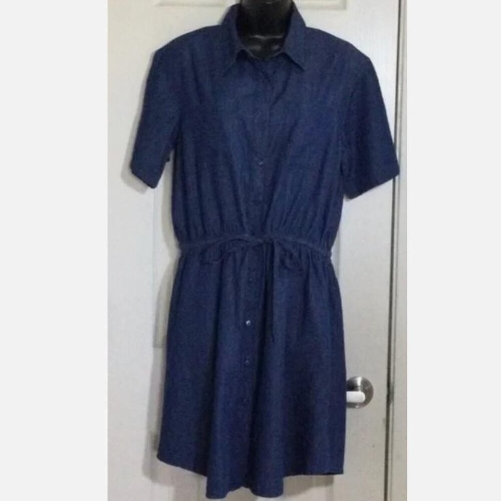 NEW Sz Small Blue Chambray Roomy Button Up Knee Length Dress STUDIO WEST